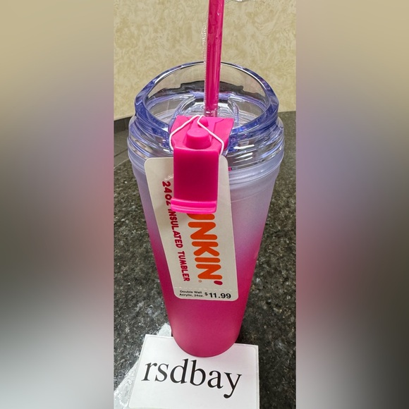 Dunkin' Summer 2024 Ombre Plastic Insulated 24oz Tumbler PINK - NWT - Picture 2 of 4